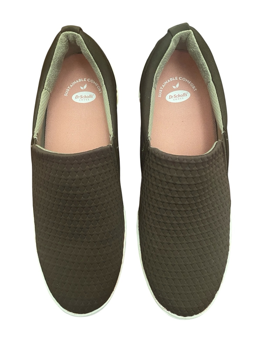 Dr. Scholl's Quilted Slip-On Sneakers in Olive Green with White Trim